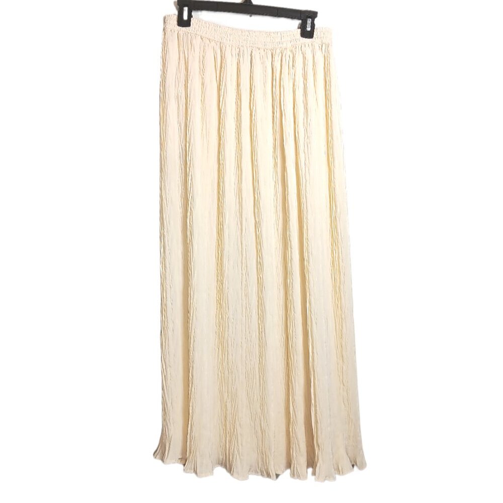 Mary Jayne Crinkled Maxi Skirt Womens One Size Ivory Boho Chic Skirt New